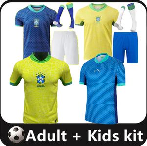 Brasil 2024 2025 camisetas de fútbol de NEYMAR 24 25 kit brasileño para niños RICHARLISON VINI JR.ANTONY RAPHINHA L.PAQUETA G.JESUS CASEMIRO Camisetas de fútbol de la Copa de Europa 16-4XL
