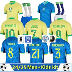 Maillots de football BRÉSILS 2023 2024 L.PAQUETA NEYMAR VINI JR.22 23 P.COUTINHO RICHARLISON maillot de football G.JESUS T.SILVA BRUNO G. PELE CASEMIRO hommes femmes enfants ensembles maillots