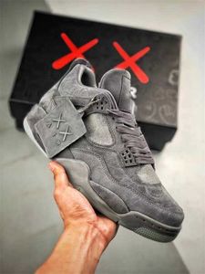 2022 Authentique Release 4s Chaussures Kaws XX 4 Cool Grey Daim Glow in the Dark Black Hommes Femmes Sports de plein air Baskets avec boîte d'origine Taille Origal