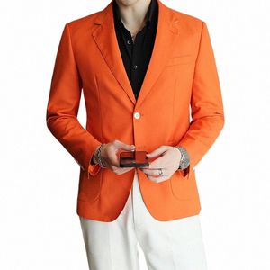 2022 Otoño Estilo coreano Simple Color sólido Traje rojo Hombres Casual Slim Back Slit Thin Secti Blazers para hombres S-XXL d8pn #