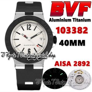 2022 BVF 103382 Aluminium Titanium A2892 Automatique 40mm Hommes Montre RubberClad Logo Lettre Lettre Bezel Blanc Cadre Black Stick Markers Caoutchouc Sangle Super Eternity Montres