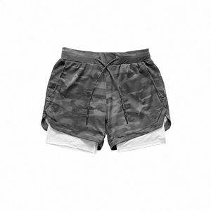 2022 Camo Running Shorts Men 2 en 1 de dos pisos de secado rápido GYM Shorts deportivos Fitn jogging entrenamiento Shorts hombres deportes pantalones cortos D8zR #