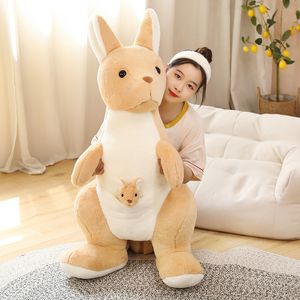2022 lindo canguro australiano gigante de peluche de juguete madre e hijo canguros muñeca simulación Animal muñecas padre-hijo muñeca regalo de cumpleaños