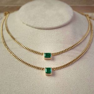 Collier élégant avec pendentif en pierre précieuse, or jaune, vert, émeraude naturelle, diamant, bijoux fins, cadeau pour femmes et filles, 2022