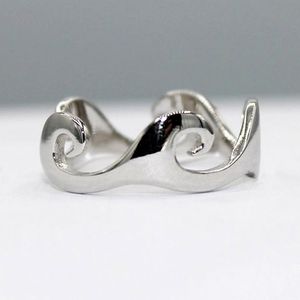 2022 anillos de moda Simple Ocean Wave Beach Dainty Surf Tide anillo de Color plateado para mujer y hombre