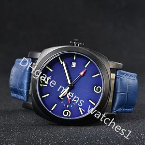 Reloj de lujo de alta calidad para hombre, buceo súper luminoso, cristal mineral súper azul claro, tres grados, resistente al agua, tamaño 44 mm de diámetro