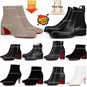 Boots Red Popular Bottom Womens Bottoms Trendy Femme Femme Ankle Boot Shotties Shotties Black Cassal en cuir noir