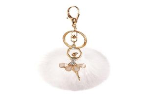 2022 Party de la chaîne de clés favorable Ballerine de strass mignons girl REX Rabbit Fur Ball Femme Sac Pendant 8126338