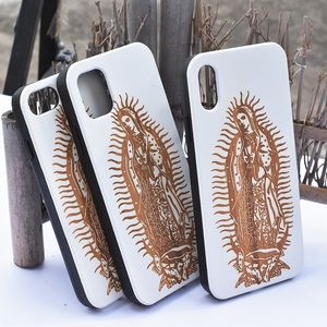 2022 Laser Engrave Black White Wood Phone Cases Mobile Bamboo Cover para Iphone 13 12 11 pro max XR XS MAX