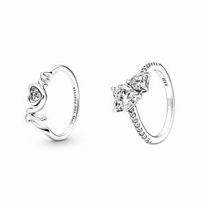 2022 fête des mères cadeau bague 925 argent Sterling coeur étincelant maman anneaux pour femmes cadeau à maman usine en gros