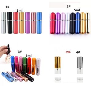 Mini bouteille de parfum rechargeable en aluminium portable de 5 ml avec vaporisateur contenants de maquillage vides avec atomiseur rechargeable auto-pompe inhalateur d'huile essentielle pour voyageur