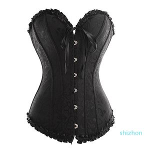 2022 Nouveau volant de mode Jacquard Brocade Corset en gros en gros Plus grande taille lacet up Femme Ribbon Floral broderie Overbust Sexy Dance Bridal Corse Bustiers Top Quality