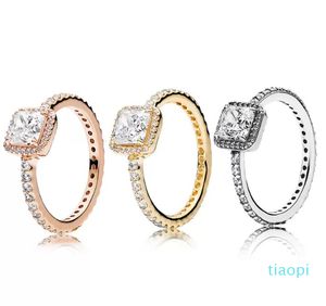 2022 nouvelle mode Real 925 Sterling Silver CZ Diamond RING avec LOGO Original Fit Pandora style 18K Gold Wedding Ring Bijoux de fiançailles pour les femmes