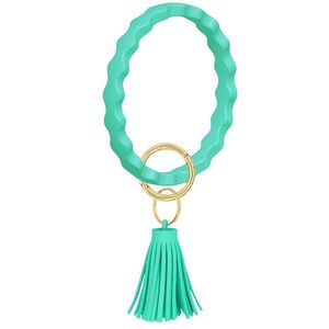 2022 nouveaux bijoux en silicone bracelet porte-clés vague bracelet avec cuir gland bracelet porte-clés grand cercle porte-clés pour femmes filles cadeaux Z
