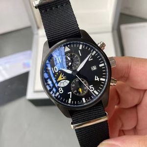 2022 nuevo piloto mecánico automático reloj de hombre 43MM blanco negro antiguo tema de carreras cronógrafo reloj de moda comercial