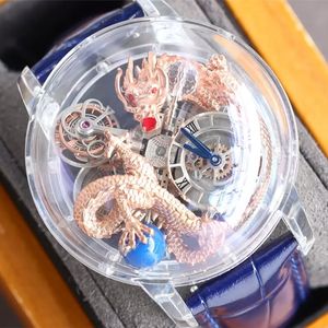 2022 Nouvelle version Transparent Squelette Watch Mens T OP Quality M￩canique Mouvement Mouvement Luxury Sapphire Glass Dragon Montres