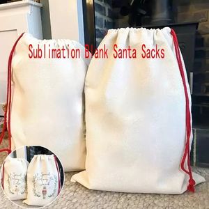 DHL Sublimación en blanco Santa Sacks DIY Bolsa con cordón personalizada Bolsas de regalo de Navidad Transferencia de calor de bolsillo 0805