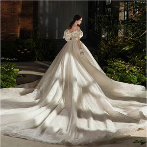 2022 Vestido de novia de un solo hombro Hepburn Court Style Bow Tail Wedding Bride Weddings Wed Dresses Vestido de Novia