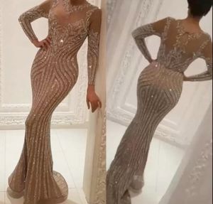 2022 Plus La Taille Arabe Aso Ebi Luxueux Sirène Sparkly Robes De Bal Dentelle Perlée Soirée Formelle Deuxième Réception Anniversaire Robes De Fiançailles Robe