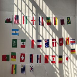 Drapeaux de la coupe du monde du Qatar 2022, 20x28cm, bannière à cordes pour 32 pays