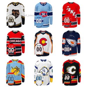 2022 Maillots de hockey personnalisés rétro inversés DUCKS COYOTES CANADIENS FLAMES BRUINS HURRICANES BLACKHAWKS AVALANCHE STARS OILERS SABERS CANUCKS S 9379