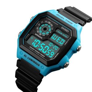 2022 SKMEI, reloj deportivo a la moda para exteriores, correa de PU para hombre, relojes multifunción impermeables, alarma, reloj Digital para hombre, relojes de pulsera para hombre