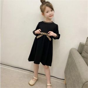 2022 printemps à manches longues O-cou noir filles robe mode casual enfant bébé fille vestir Banquet fête princesse robes vêtements pour enfants