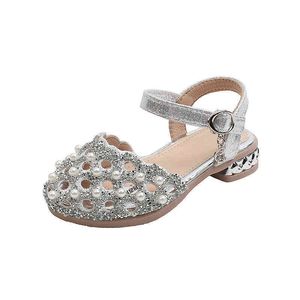 2022 zapatos de verano para niños, sandalias para niñas, zapatos de princesa para fiesta, boda, espectáculo, hermoso diseño de perlas, sandalias para niños pequeños para niñas G220307