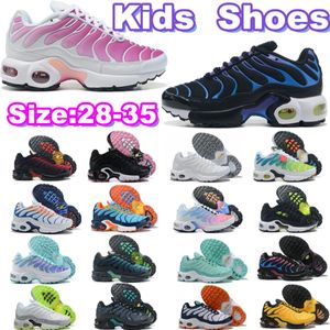 Enfant Running TN Plus Chaussures pour enfants Tout-petits Jeunes garçons Filles Baskets arc-en-ciel triple blanc rouge noir dégradé kaomoji Enfants Tennis Kid Baskets respirantes