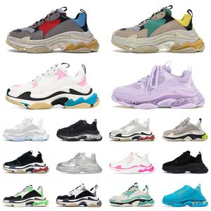 2022 Top Qualité Casual Chaussures Triple S Clear Sole Lavande Noir Filigrane Beige Blanc Vin Rouge Cerisier Poudre Vieux Papa Baskets Hommes Femmes Baskets