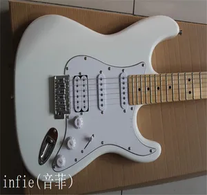 2022 gros blanc ST signature style étoile frette incrustation érable touche guitare électrique