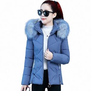 2022 Mujeres Invierno Parkas cortas Cott Chaquetas acolchadas Cuello de piel grande Capucha extraíble Abrigos gruesos y cálidos Estudiantes Top Outerwear JH655 271G #