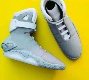 2023 2023 TOP 2020 Cordones automáticos Air Mag Regreso al futuro Resplandor en los zapatos de baloncesto grises oscuros Zapatos LED de Marty McFly Lighting Mags