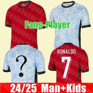 Nuevo 2024 25 Fan Player Soccer Jerseys RoNalDo Home Away Portuguese Jerseys Joao Felix Ruben Neves Bruno Diogo Portugieser Portugal Camiseta de fútbol Hombres Hombre adulto Niños