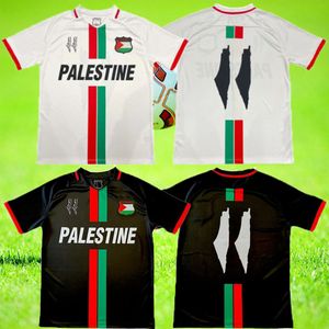 2023 2024 Maillots de football palestiniens gratuits Maillot de football à rayures centrales noires Guerre Justice March Uniforme de football