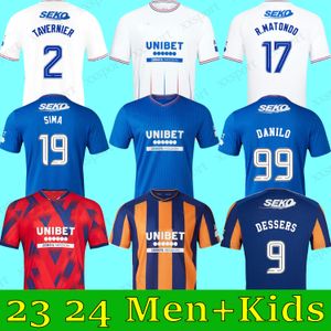 2023 2024 Glasgow Rangers Soccer Jerseys SIMA HAGI DAVIS Accueil AWAY DESSERS Sakala JACK TAVERNIER DANILO YILMAZ LUNDSTRAM 3ème 23 24 Football Hommes Enfants Fans Kits de chemise