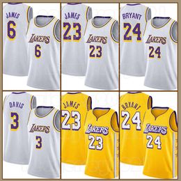 2023-2024 LeBron James Basketball Jersey 0 6 23 7 Russell Westbrook City Carmelo Anthony Hommes Davis CityLos Angeles''Lakers''8 24 Nom du joueur Black Mamba Hommes