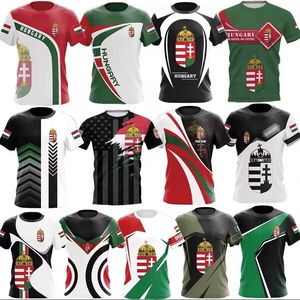 2023 2024 Nueva bandera húngara 3D Impreso digital Hombres Adultos Fútbol Camiseta de manga corta Tamaño XXS-6XL