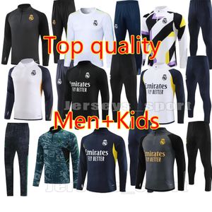 2023 2024 Survêtement de football du Real Madrid 23 24 RM Combinaison d'entraînement de football à manches longues à moitié tirée Kits de jogging Hommes Veste Chandal Futbol Survetement