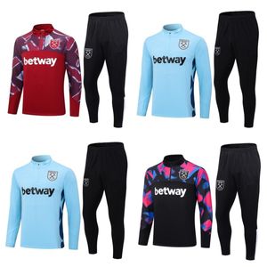 2023/2024 West Hammers Chaqueta de fútbol para hombres y niños Medio tirado Union Manga larga Fútbol Fútbol Survetement Foot Chandal Kits para correr