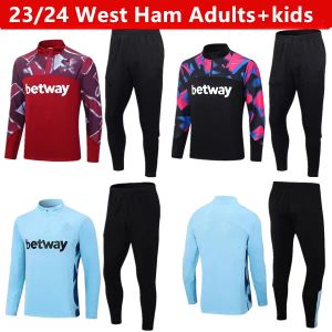 2023 2024 Ensembles de survêtement de football West Hammers 23/24 Unions à moitié tirées Manches longues Hommes et enfants Costume d'entraînement de football survetement pied Chan Dall kits de jogging