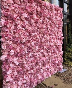 2023 40x60cm Soie Rose Fleur Mur Fleurs Artificielles DIY Mariage Décoration Murale Photographie Décors Bébé Douche Salon De Coiffure Fond