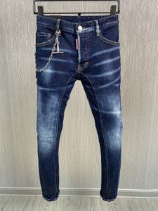 2023 A608 COOLGUY MAN JEANS Fabric Micro-élastique Caractéristiques de lavage de haute glissière Décoration de broderie petite étiquette en cuir