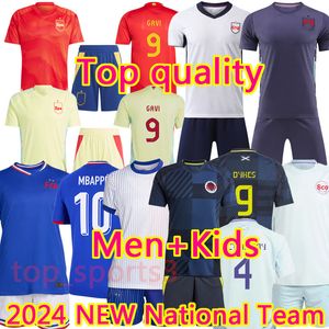 Chemises de football Eengland Fra nce Sscotland Football Shirt 2024 25 Euro National Team Sspain Jerseys Espagnol French Soccer Jersey Francais Home Away Men and Kids Kit