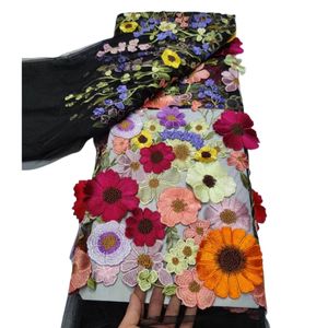 2023 femmes africaines vêtement tenue été 3D Applique dentelle tissu 5 mètres qualité supérieure Tulle broderie exquise dames Occasion fête nigérian YQ-3030