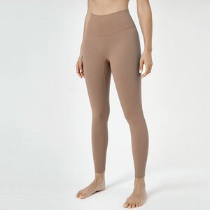 Aloss-mallas de Yoga rosa para mujer, mallas de doble cara cepilladas sin costuras, pantalones de Fitness de nailon de cintura alta, color desnudo, 2023