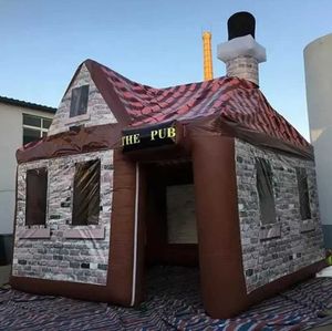 2023 arrivée pub gonflable 5x5m avec bar de fête de tente de maison mobile de cheminée pour le divertissement en plein air