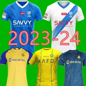 Neymar Jr 2023 2024 Al Hilal Saudi Men Kid Kit Jersey 23 24 Al Nassr FC Soccer Jerseys Ronaldo 2023 2024 Home Yellow Away Cr7 Football Shiirt