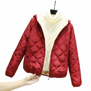 2023 Otoño e invierno Nuevo abrigo de lana de cordero Abrigo de algodón corto para mujer Plus Veet Chaqueta acolchada ligera de algodón Q5iP #