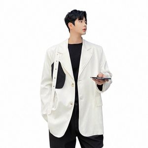 2023 Automne style coréen persalité noir blanc mélange de couleurs design costume hommes décontracté costume ample pour hommes M-XXL M6md #